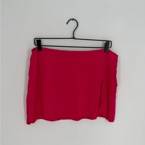 Reformation Pink Crepe 100% Linen Side Slit Micro Low Waist Mini Skirt